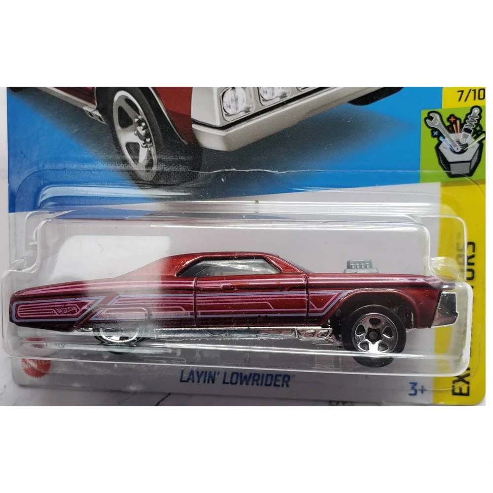 Hot Wheels 2021 Experimotors 7/10 Layin' Lowrider Red With Chrome 5 Spoke Wheels